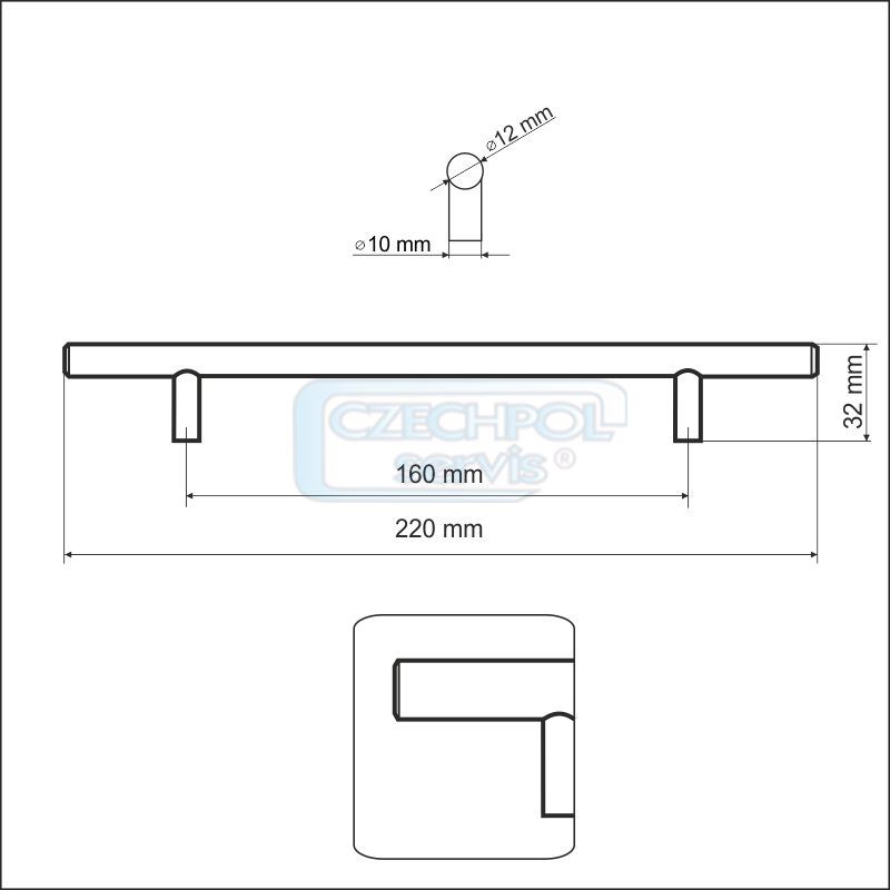 Reling kov nerez 160 mm