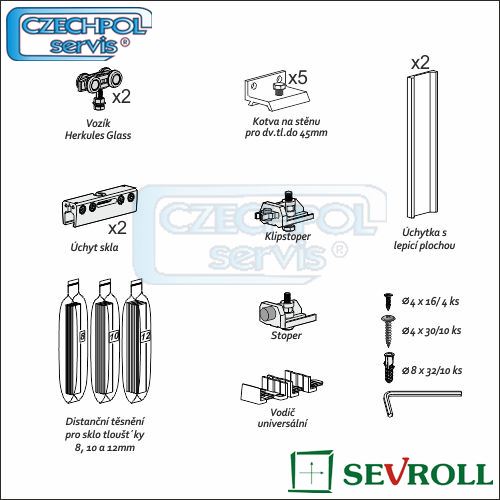 HERKULES Glass-kování pro 1 křídlo do100kg